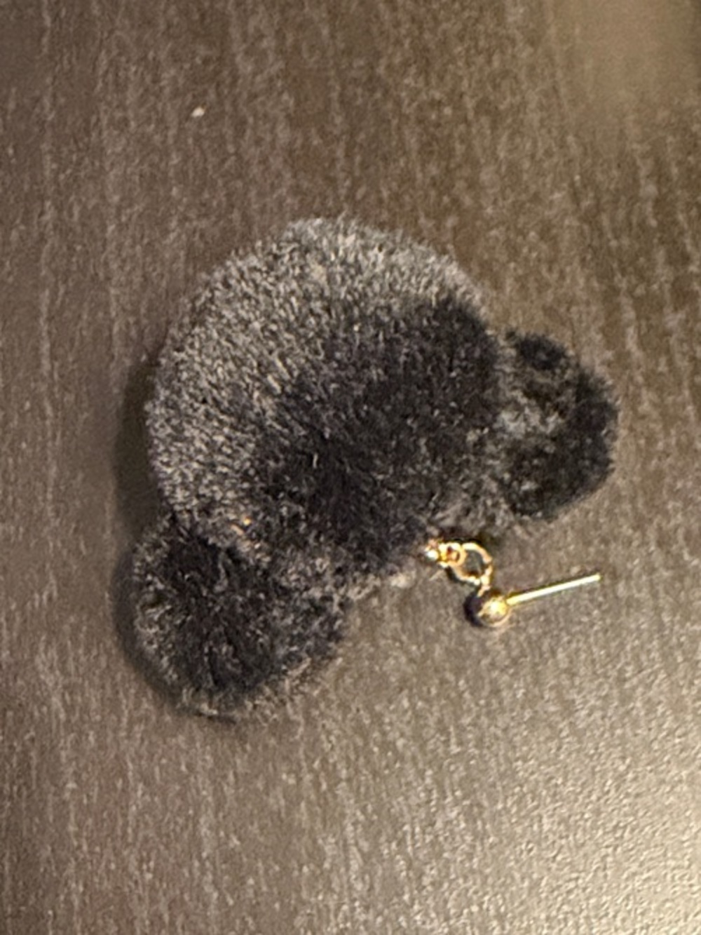 Black Fuzzy Minnie Mouse Earrings with Red Bow - Picture 2 of 3